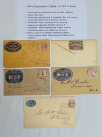 Five advertising covers, "Horstmann Bros & Allien", military goods, NY, with embossed oval logo;