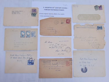 9 assorted foreign covers, 20th Century, England, Argentina, Mexico, Peru, Austria plus one cover