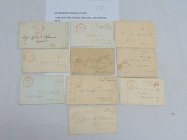 10 stampless folded letters, early to mid 19th Century, postmarks include Rochester, Balt (more),