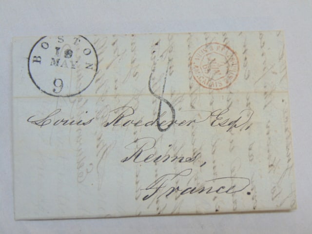 Stampless folding letter addressed to Louis Roederer Esq. Reims France, dated 1865 regarding pricing (1 of 13)