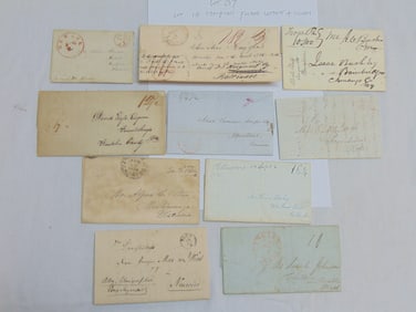 10 stampless folded letters, covers, mid 19th Century, postmarks include Cincinnati, Greenburgh, New