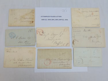 8 stampless folded letters, early to mid 19th Century, postmarks include Rochester, Belfast,