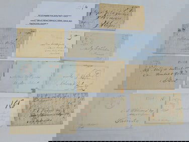 10 stampless folded letters, 1832 to 1854, postmarks include Brunswick ME, Monson MA, Liverpool,