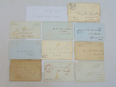 10 stampless folded letters, early to mid 19th Century, postmarks include Sing Sing NY, Westfield