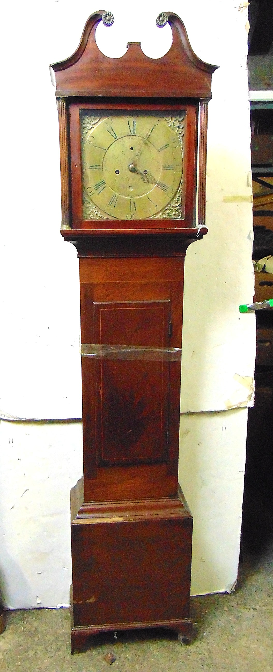 Continental antique tall case clock, brass face, Natkin Owen (1 of 5)