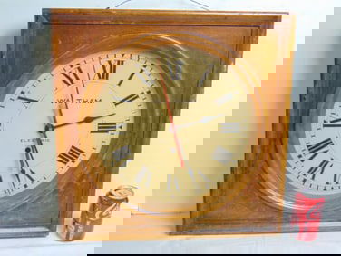 Waltham clock, oak case, roman numerals