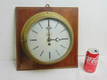 OTTAVIO FERRARI PARMA brass ships clock on wood mounted board