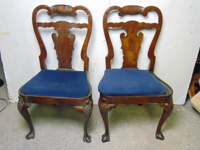 Pair of burl wood side chairs (1 of 2)