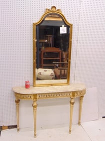 Marble top console table with mirror