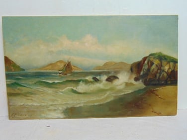 Oil on canvas, sailboat