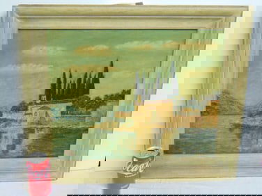 Oil on canvas landscape of Italy, Lake Como