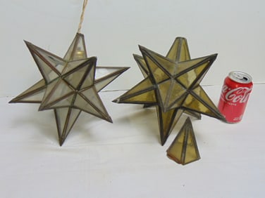 Two leaded glass star lamps