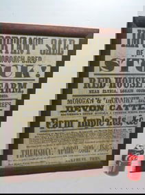 Framed early broadside auction broadside