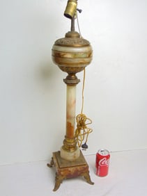 Alabaster and brass banquet lamp