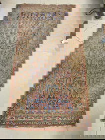 Persian scatter rug, worn, 74" by 39.5"