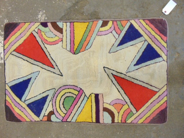 Hooked rug, abstract design, 49.5" by 31" (1 of 2)