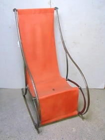 Steel and canvas Deco sling chair, orange fabric