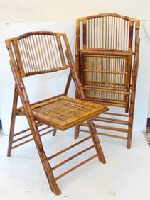 Pair bamboo folding chairs