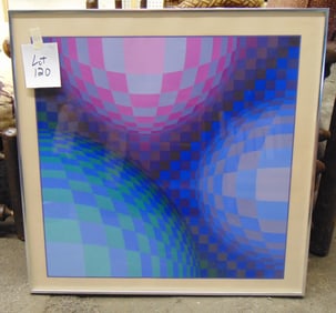 Signed Victor Vasarely lithograph, geometric composition, edition 101/250