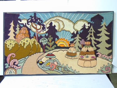 Art Deco needlework rug, wall hanging, nice quality