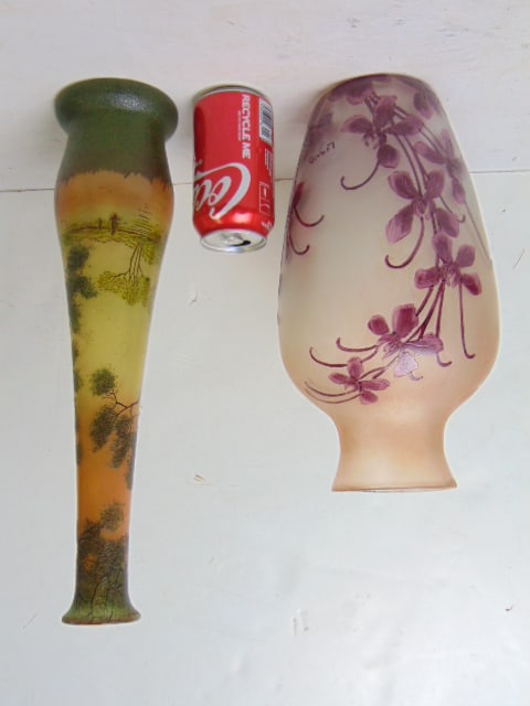 Legras cameo vase & other period vase unsigned (1 of 3)