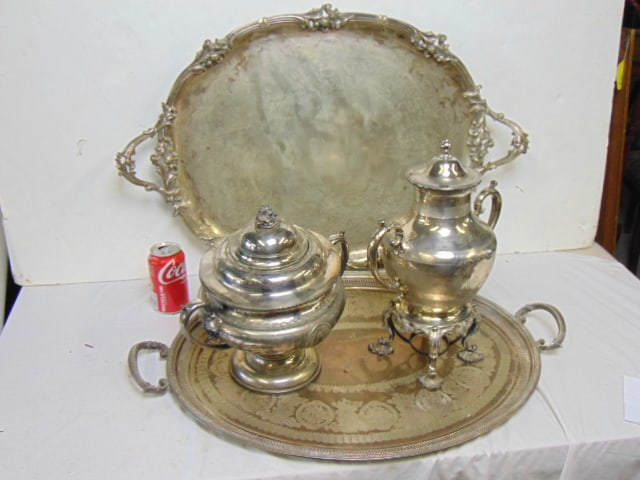 Fancy silverplate lot to include trays and other (1 of 2)
