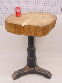 Iron base table with slab top, cafe table