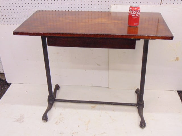 Iron base wood top table with drawer (1 of 2)