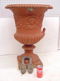 Victorian cast iron urn, as is