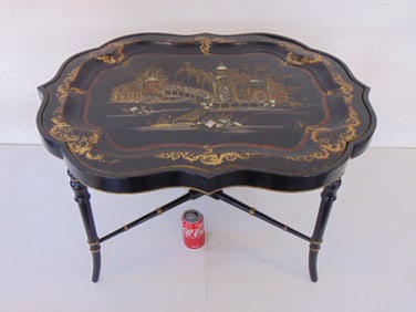 Mother pearl gilt accented tray table