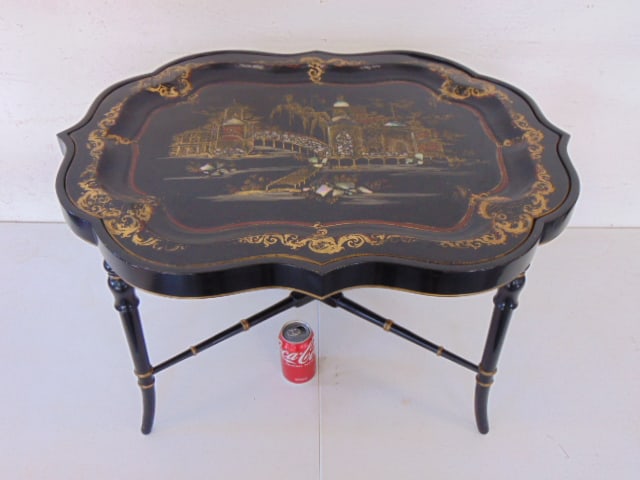 Mother pearl gilt accented tray table (1 of 3)