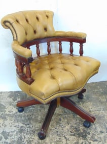 Leather tufted office swivel desk chair