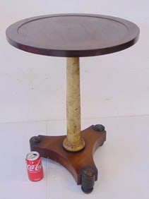 Faux marble column round side table, lamp table