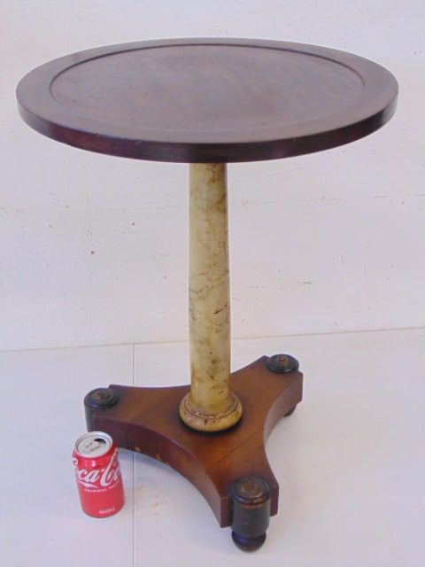 Faux marble column round side table, lamp table (1 of 2)