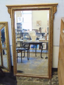 Mirror, early gilt, beveled, original finish, 60.25" tall, 39.25" wide