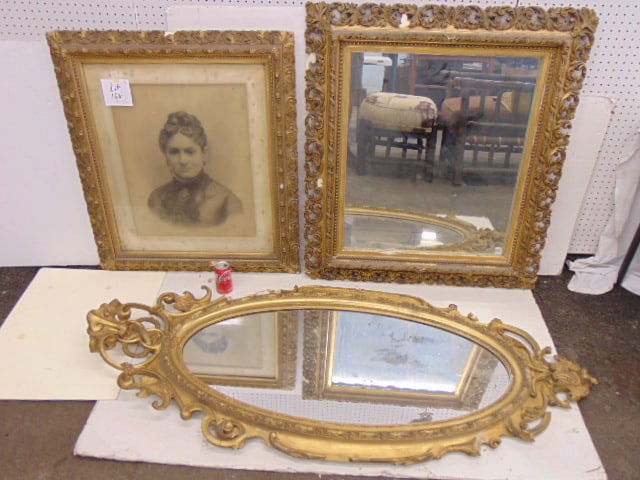 2 large mirrors & framed print, one mirror is oval (1 of 5)