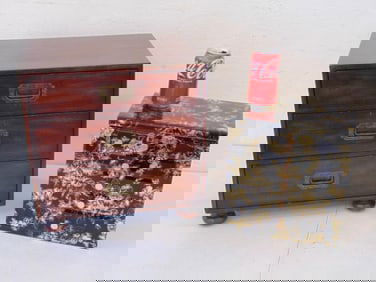 Two jewelry boxes, one in glass, one wood