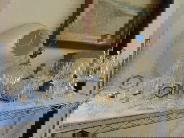 23 pieces Waterford crystal, clocks, lamps, salt & peppers, etc.