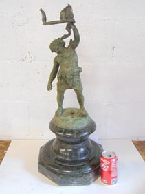 Silenus Grand Tour patinated bronze on large marble base