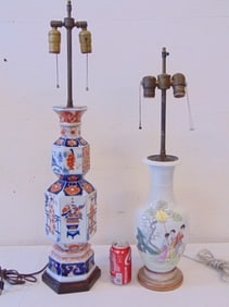 Two Chinese porcelain vases, lamped