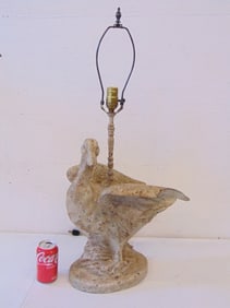 Cast stone duck lamp