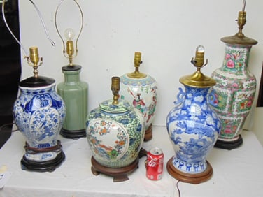 6 Chinese porcelain lamp bases
