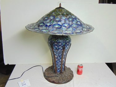 Leaded lamp, new, purple & blue glass