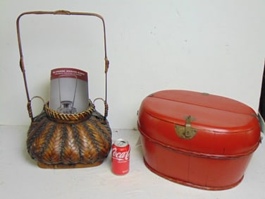 2 Asian pcs, Japanese basket & Chinese red box