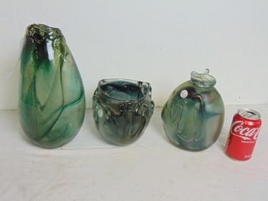3 pcs 1970's Robert C. Fritz Glassware