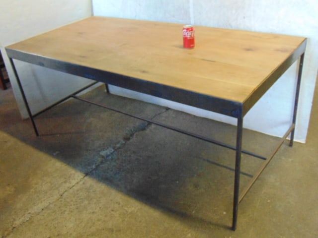 Steel & oak table: Steel & oak table