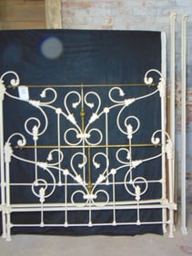 Full size bed, brass and white iron, nice quality