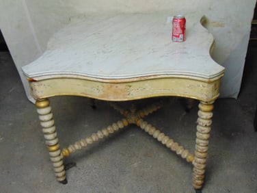 Marble top & painted Victorian center table