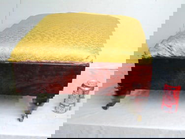Empire footstool, yellow fabric