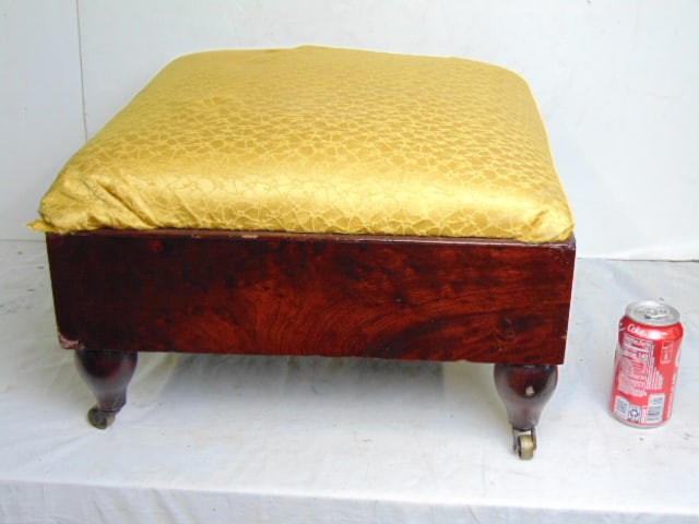 Empire footstool, yellow fabric (1 of 2)